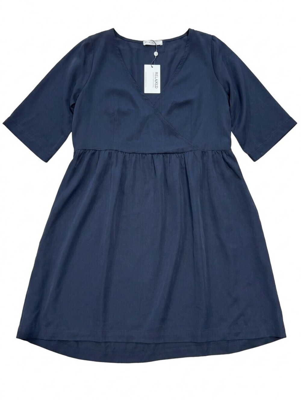 NWT LA Relaxed Viman Navy Lyocell Pocket Dress Size M 6–8